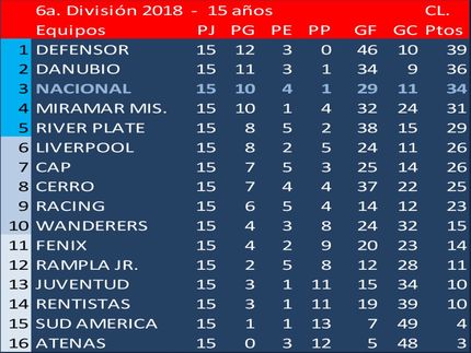 Campeón del Torneo Clausura 2018 (Sub15): Defensor